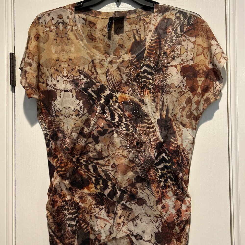 New Directions Brown/Tan Top Size Large